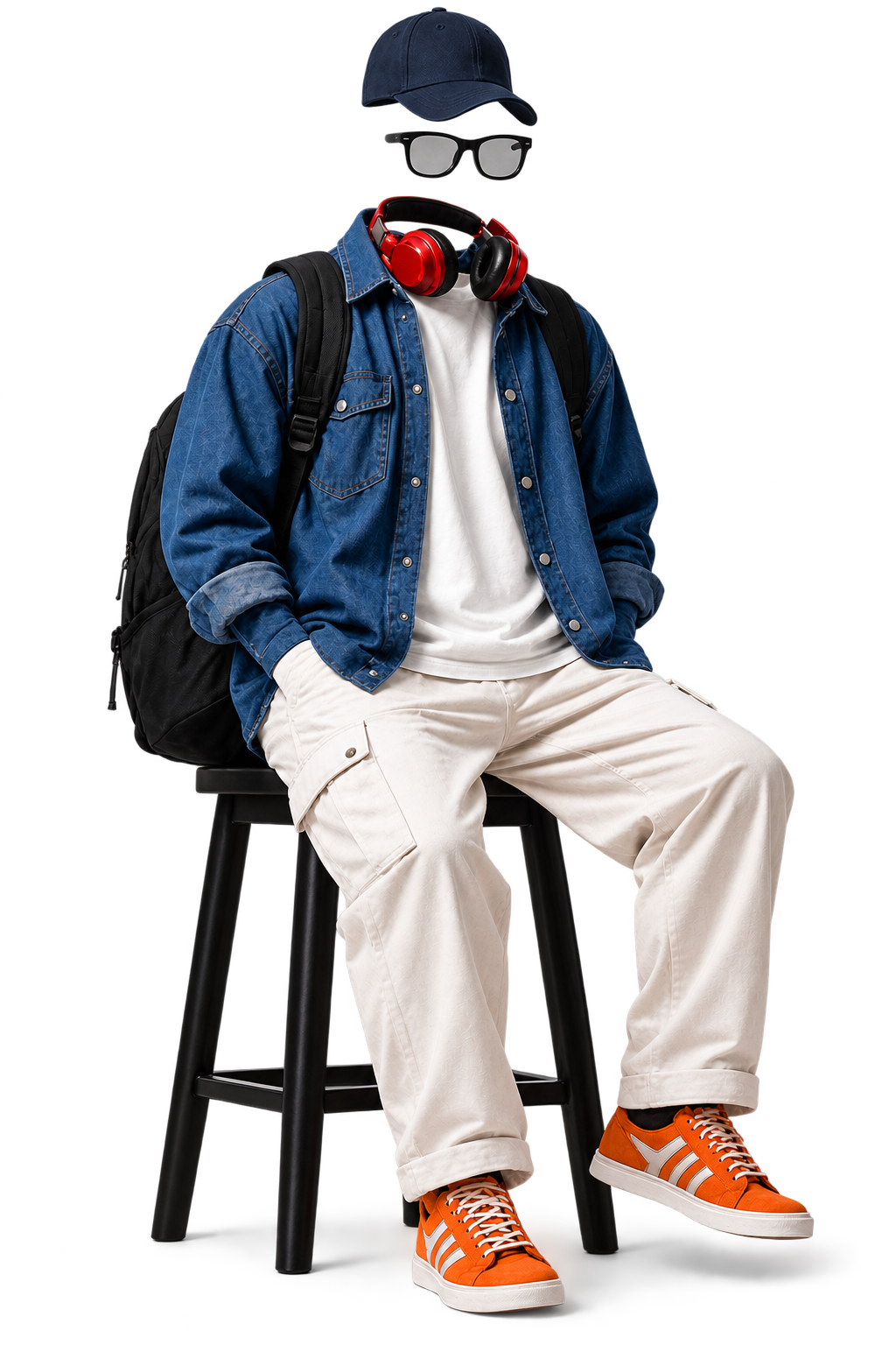 Two models in oversized INVISIO streetwear against a studio backdrop