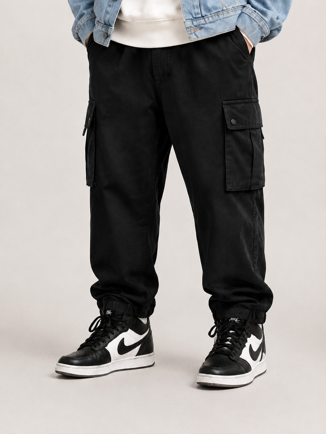 Black Cargo Joggers