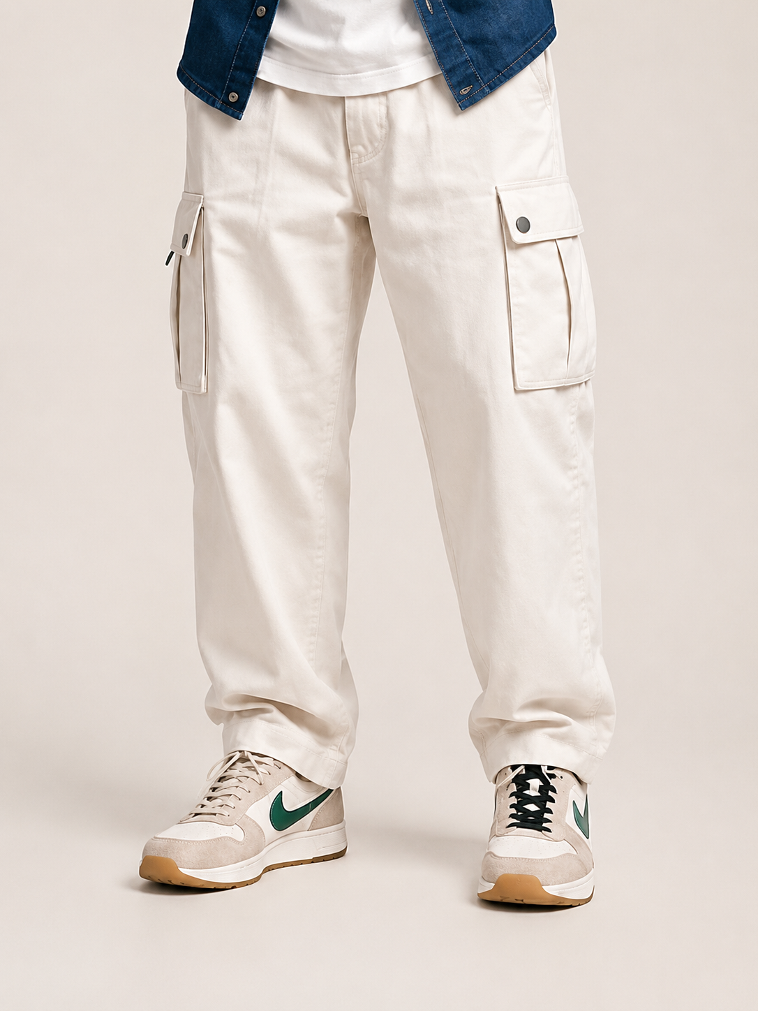 Ecru Cargo Trousers