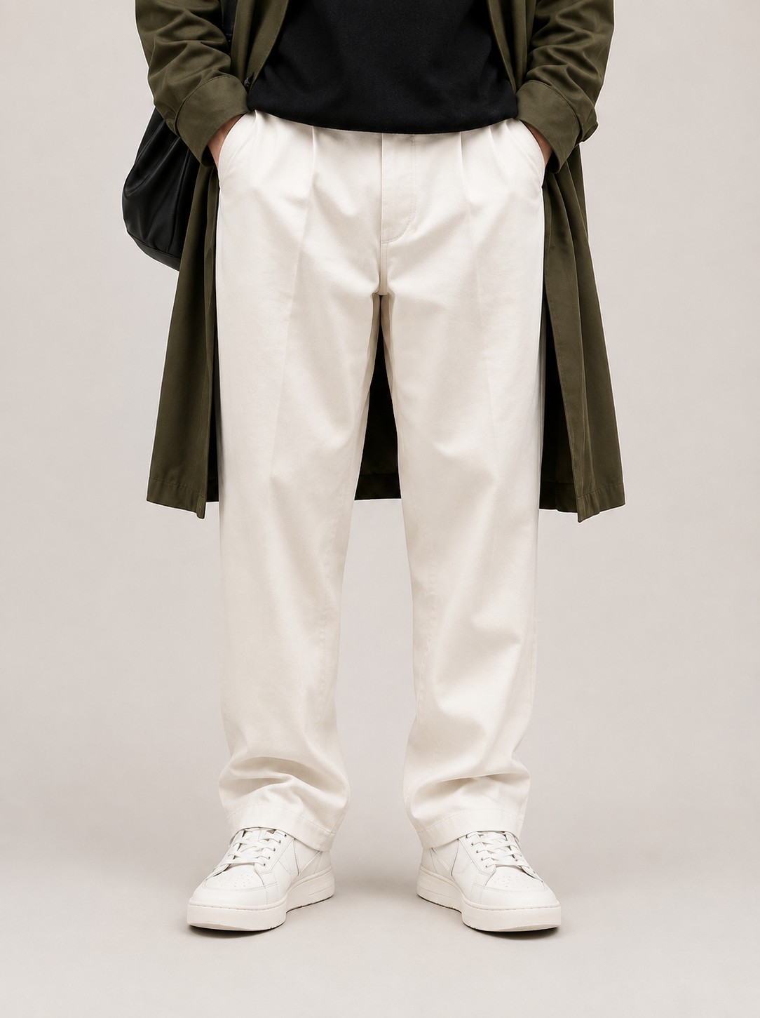 Ivory Pleated Trousers