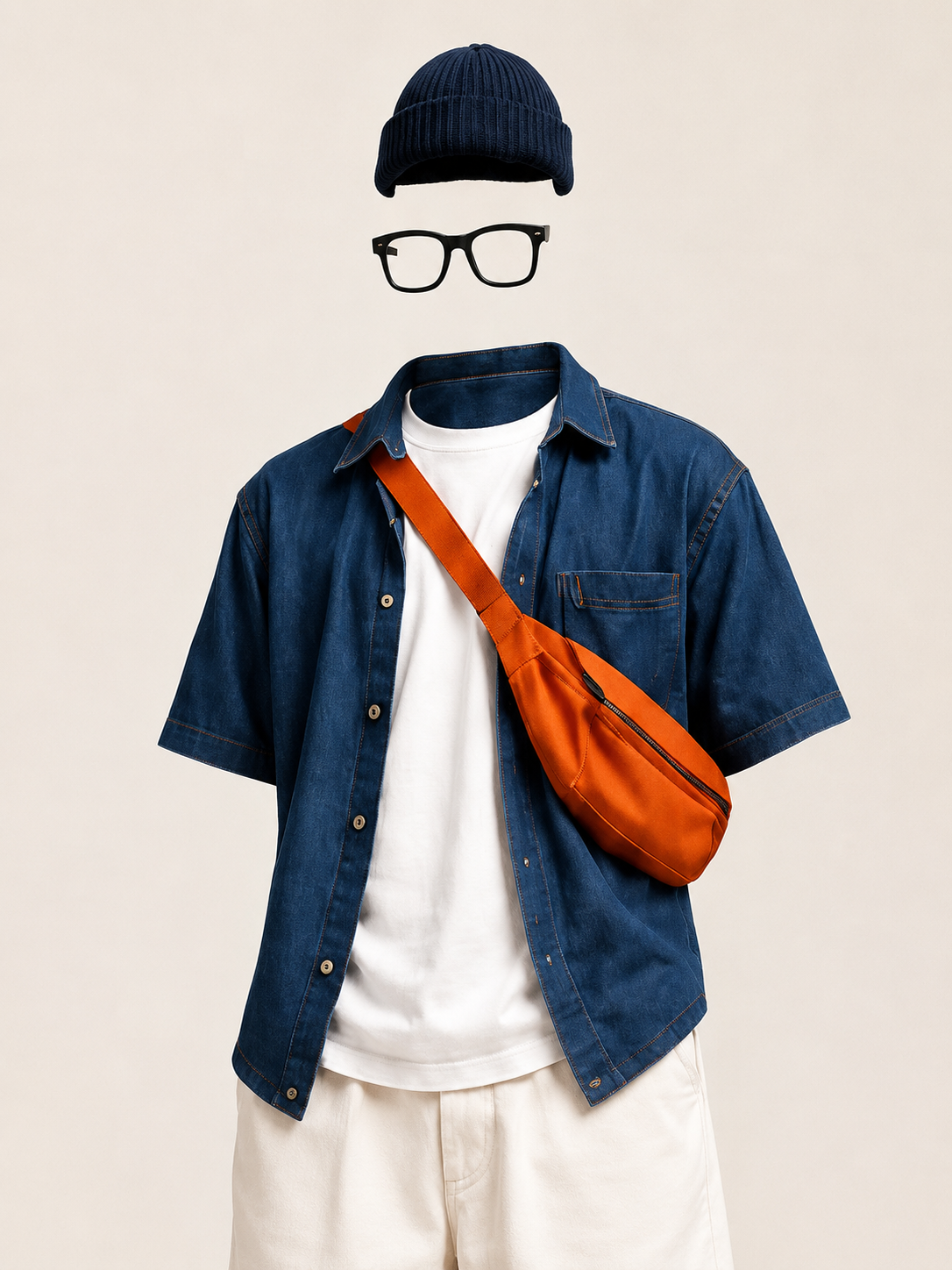 Short-Sleeve Denim Shirt